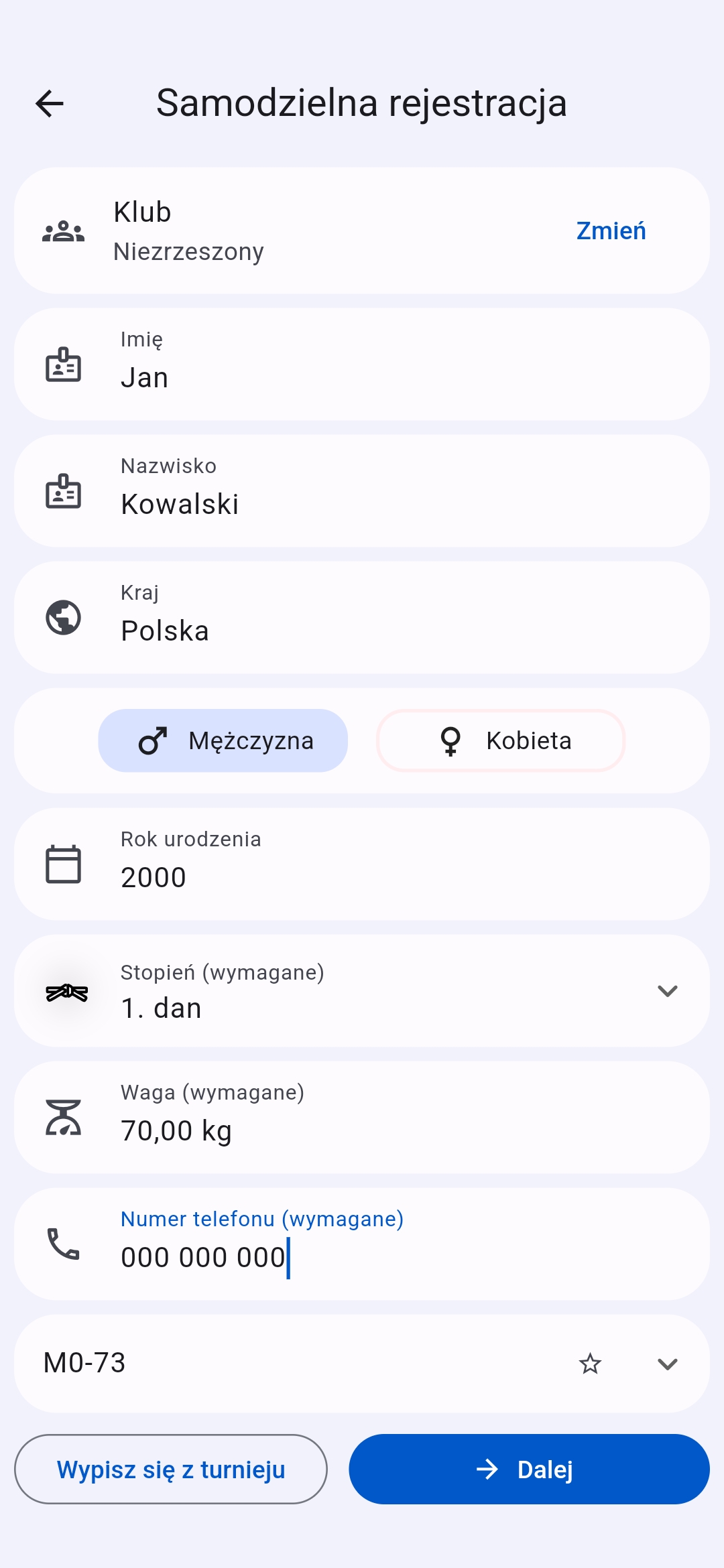 Edycja rejestracji