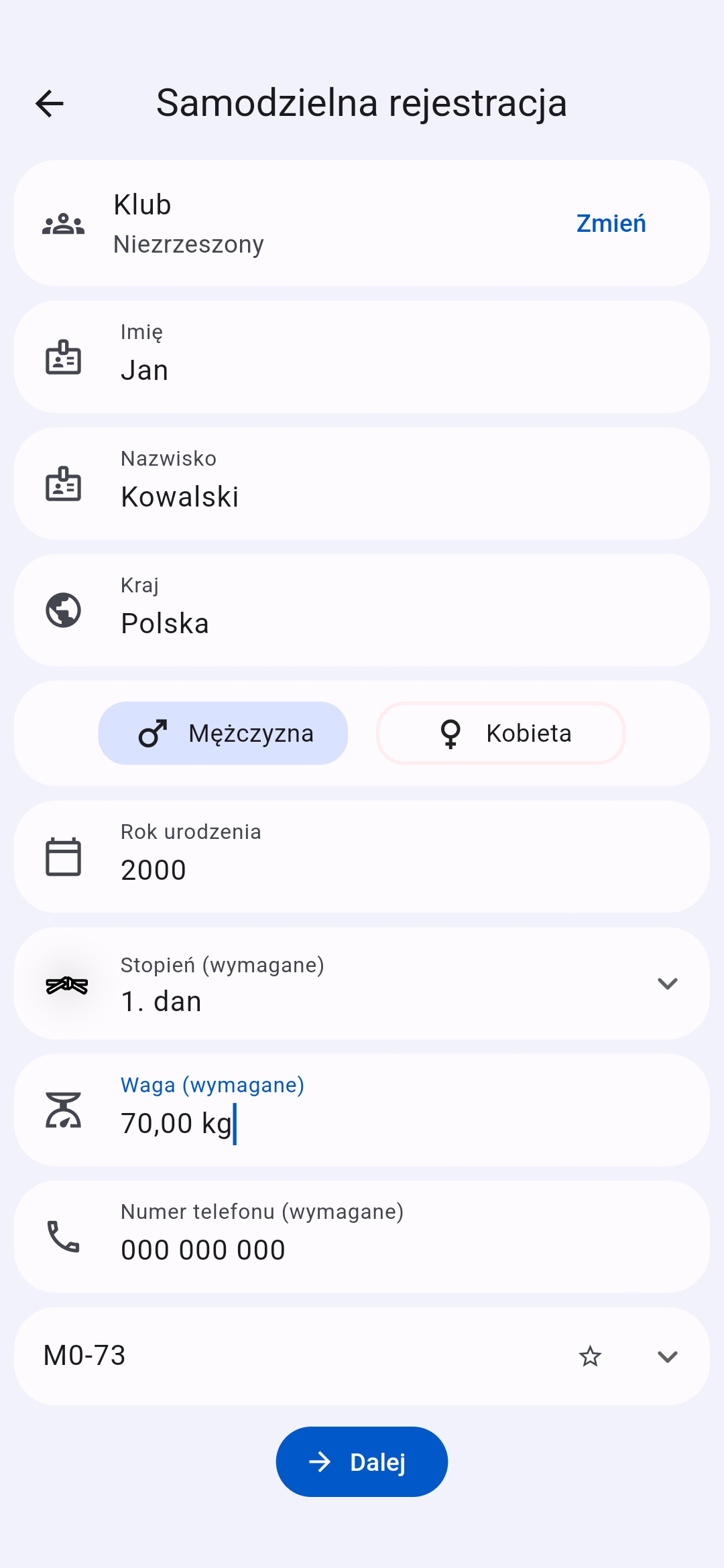 Formularz rejestracyjny