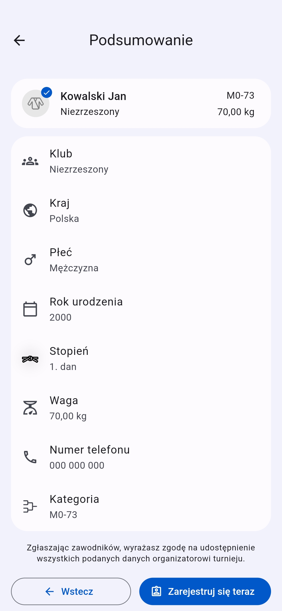 Podsumowanie zgłoszenia